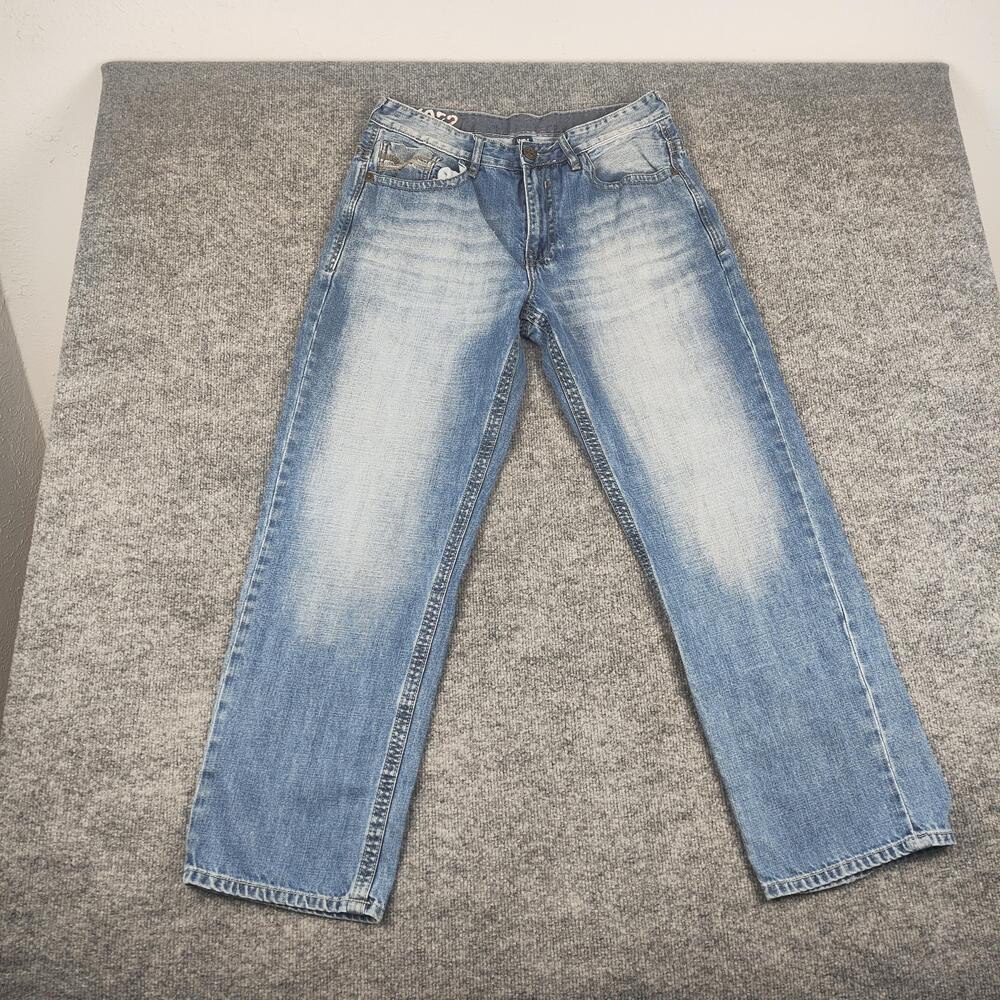 Ecko Unltd Jeans Mens 34x30 Light Wash Blue Regular Straight Denim Pants Casual
